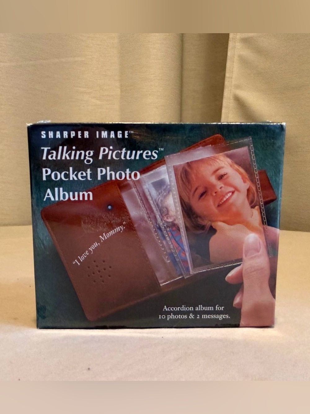 Sharper Image Brown Talking Pocket Photo Album, New